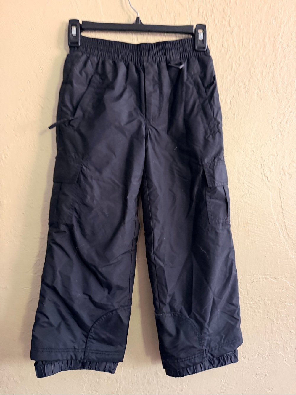 Kids Black Cargo Snow Pants with Elastic Waist